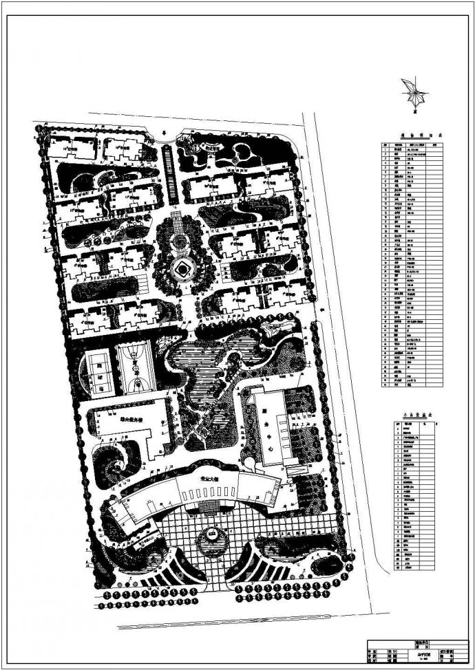 某高档居民小区景观绿化规划设计cad总平面施工图纸_图1