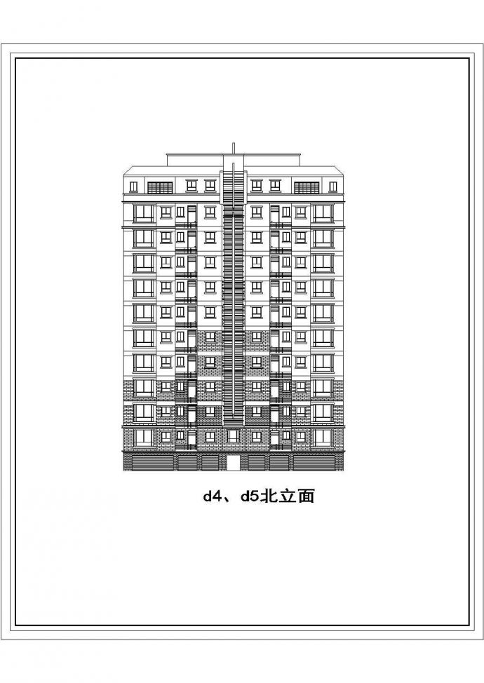 某高档小区住宅楼全套施工设计cad图(含标准层平面图，屋顶平面图)_图1