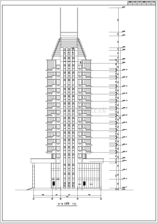办公楼设计_某十八层剪力墙结构高层办公楼建筑设计cad详细方案图（甲级院设计）-图二