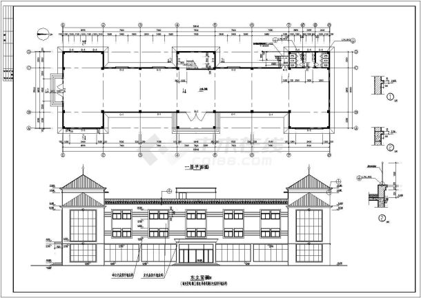 海阳市凤凰国际乡村社区某四层框架结构商业楼设计cad全套建施图（含设计说明）-图二