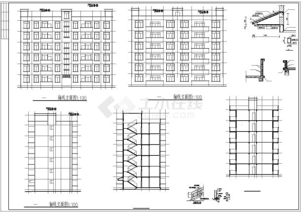 洋河某区六层砖混住宅施工设计CAD图纸-图二