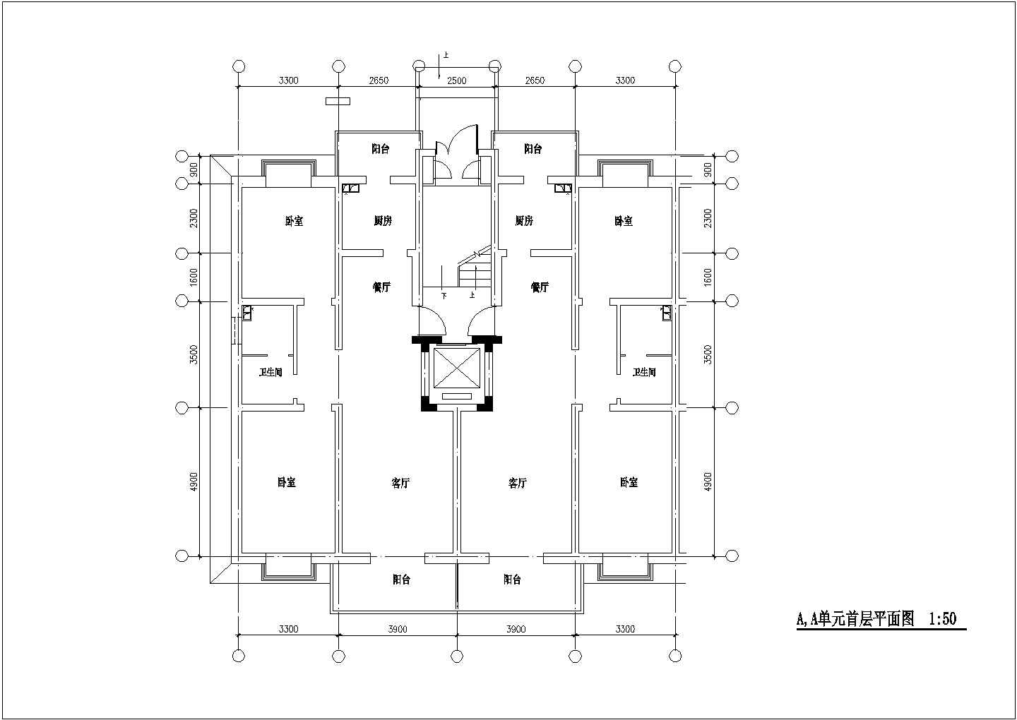 带电梯小高层住宅楼全套建筑施工设计cad图纸【1楼梯1电梯1户[2户] 2室2厅】