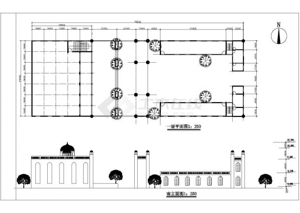 清真寺建筑设计CAD施工方案图-图二