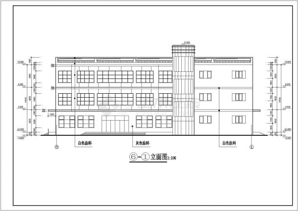 某中学三层框架结构食堂设计cad全套建筑施工图（含设计说明）-图二