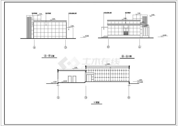 国电南京自动化股份有限公司一层框架结构网球休息室工程设计cad全套建筑施工图（含施工说明）-图一