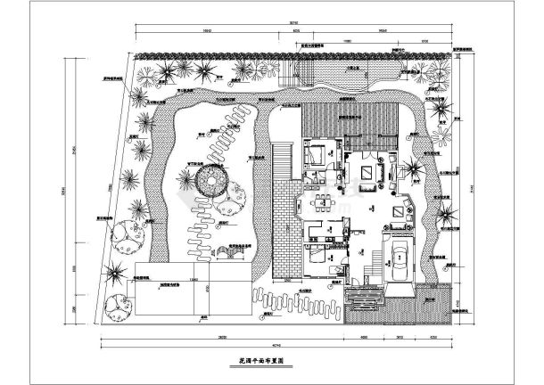 某庭院环境景观设计平面图-图一