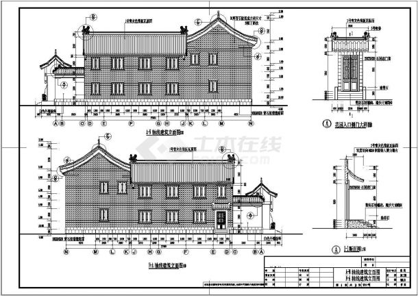 某仿古四合院建筑设计施工cad图纸（带效果图）-图一