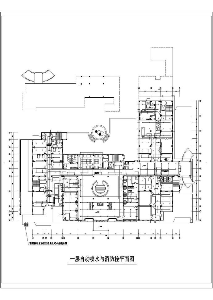 某16600㎡地上六层医院给排水设计cad施工图纸（高22米）_图1