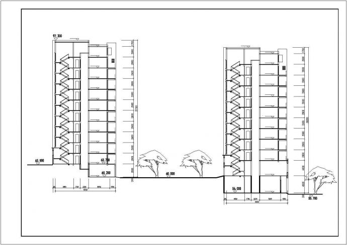 济南市某高档社区10+2层商住楼全套建筑设计CAD设计图（两栋联立式）_图1