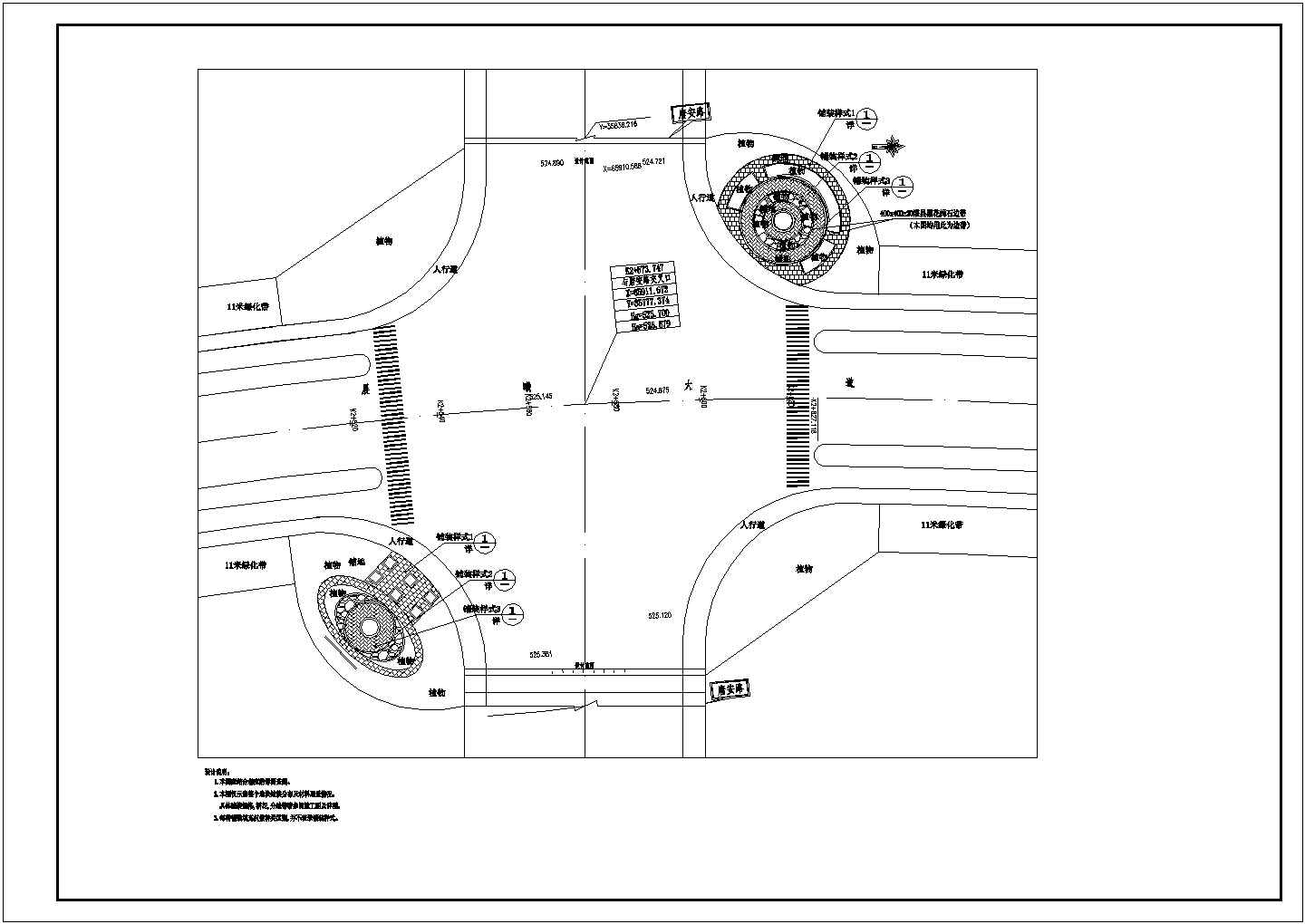 新修建的道路绿化施工图CAD图纸