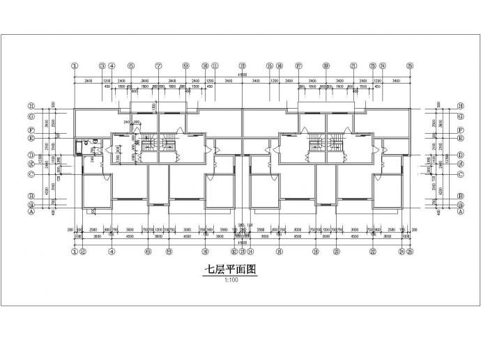 无锡市骏欧龙盘小区7层砖混结构住宅楼平剖面设计CAD图纸_图1