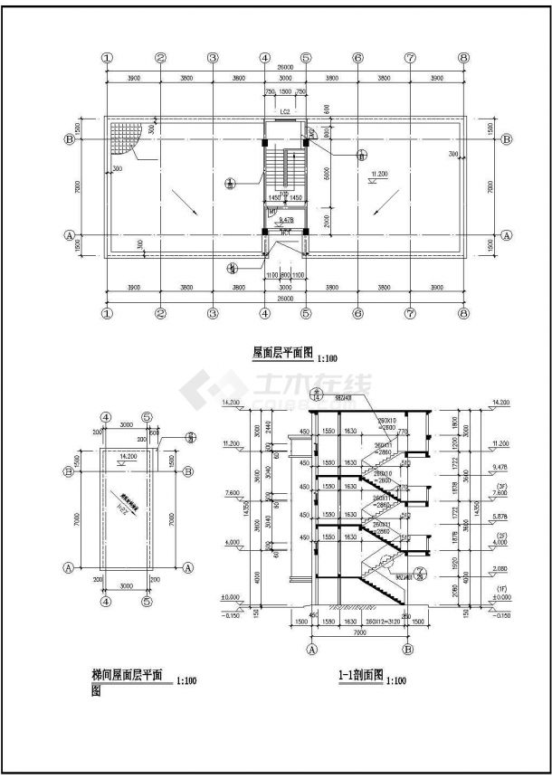 东莞某工厂800平米2层砖混结构职工宿舍楼建筑设计CAD图纸（含车库）-图二