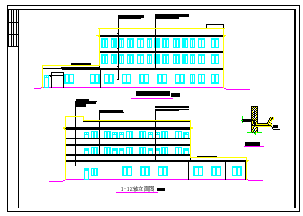 三层小学综合办公楼cad详细建筑图纸（平立剖面）_图1
