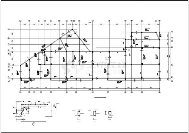某干休所结构施工设计CAD图纸 内含设计说明-图二