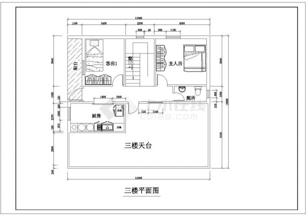 3层自建别墅建筑平面图-图一