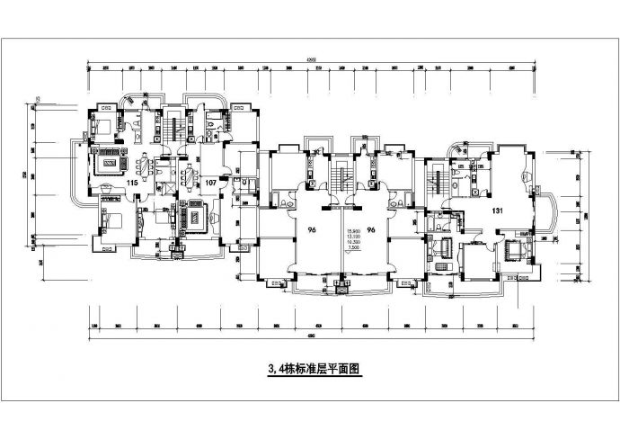 16+6x3层四栋联排式商住楼全套建筑设计CAD图纸（一二层为商用）_图1