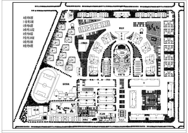 3000人小区规划设计方案图纸-图一