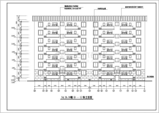 日照市重庆路某社区6500平米七层砖混结构住宅楼建筑设计CAD图纸-图二