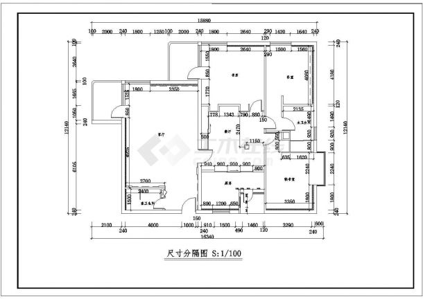 经典户型室内家装设计方案施工CAD图-图一