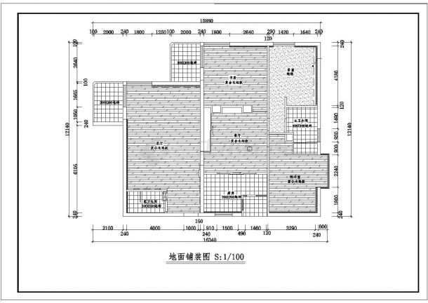 经典户型室内家装设计方案施工CAD图-图二