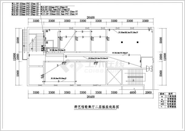 群艺馆KTV包房装修设计施工CAD图-图一