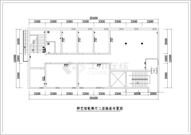 群艺馆KTV包房装修设计施工CAD图-图二