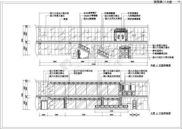 某地多层宾馆装修设计cad施工图-图二