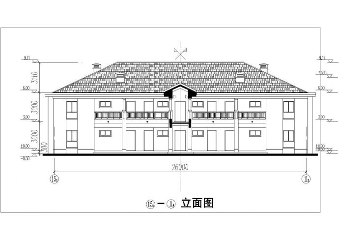 南宁市某小区2层混合结构酒店式公寓住宅楼平立面设计CAD图纸_图1