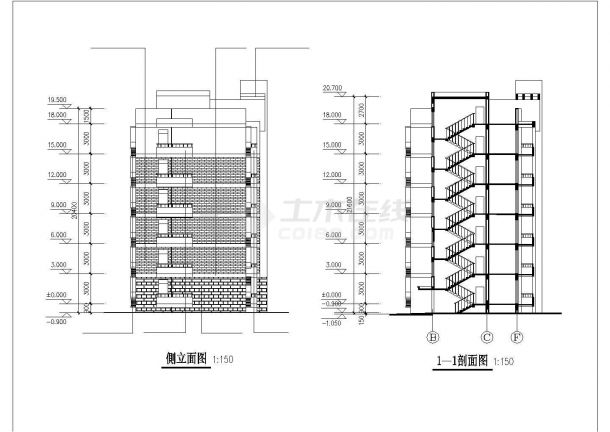 研究生公寓建筑设计方案图（cad，6张图纸）-图二