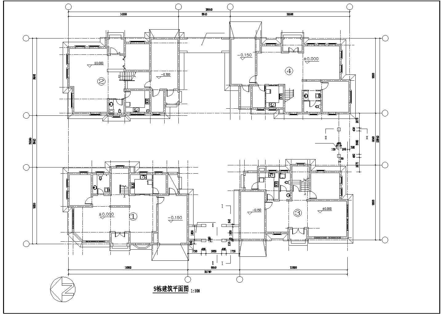 某样板楼住宅建筑施工设计CAD图纸 内含总平面图设计