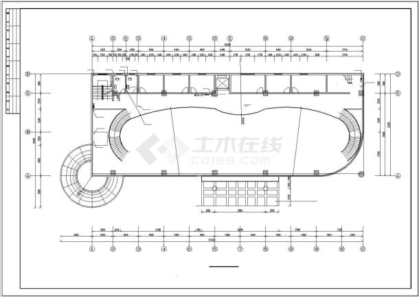 汽车展览中心建筑设计CAD施工图-图一