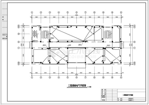 办公楼设计_[嘉兴]某2825㎡公司地上五层办公楼电气设计cad施工图纸-图二