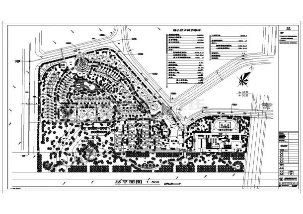 某现代风格高级别墅区规划设计cad总平面施工图（含技术经济指标）-图一