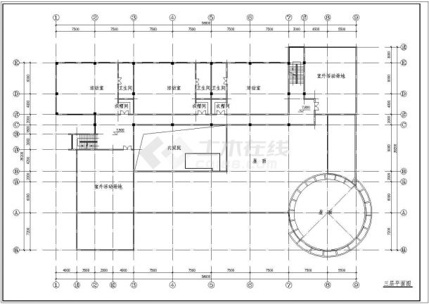 天元幼儿园CAD建筑设计施工图-图一