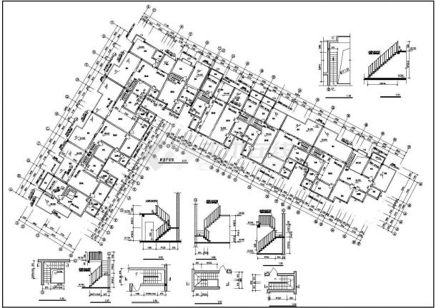 长54.9米 宽43.9米 8层L型6单元每单元2户住宅楼设计图-图一