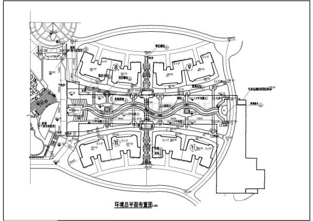 某现代高档住宅区景观规划设计cad总平面方案图纸-图一