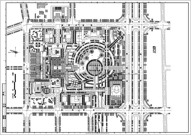 桂林市行政中心景观规划设计cad施工总平面图纸（含经济技术指标）-图一