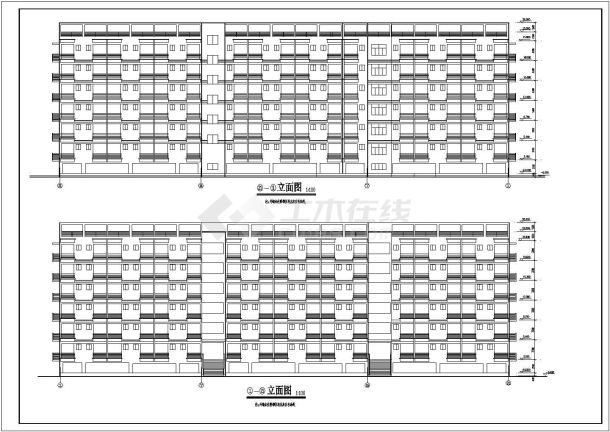 某学院宿舍楼CAD建筑图-图二