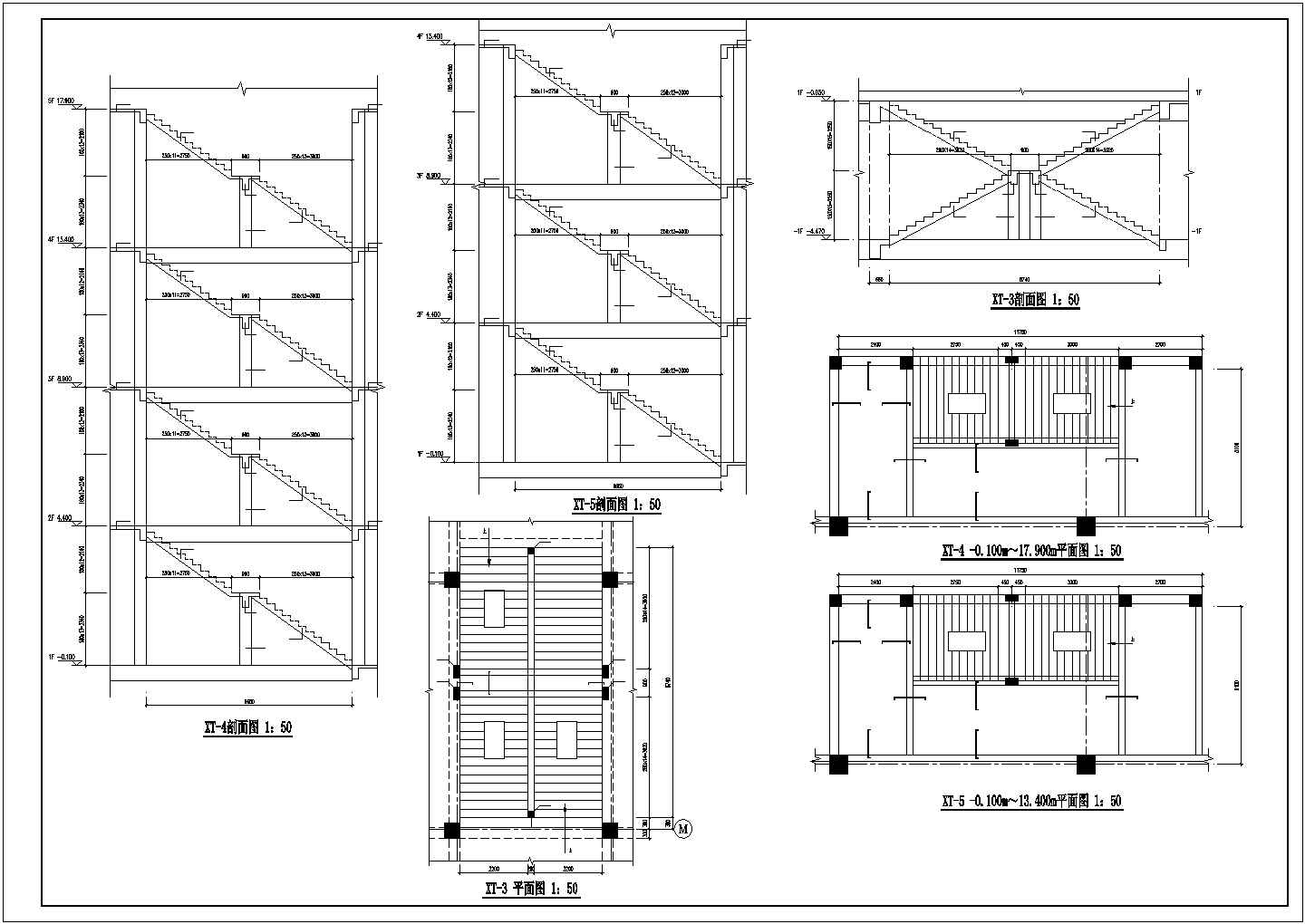 某五层混凝土框架结构建筑设计施工CAD图纸