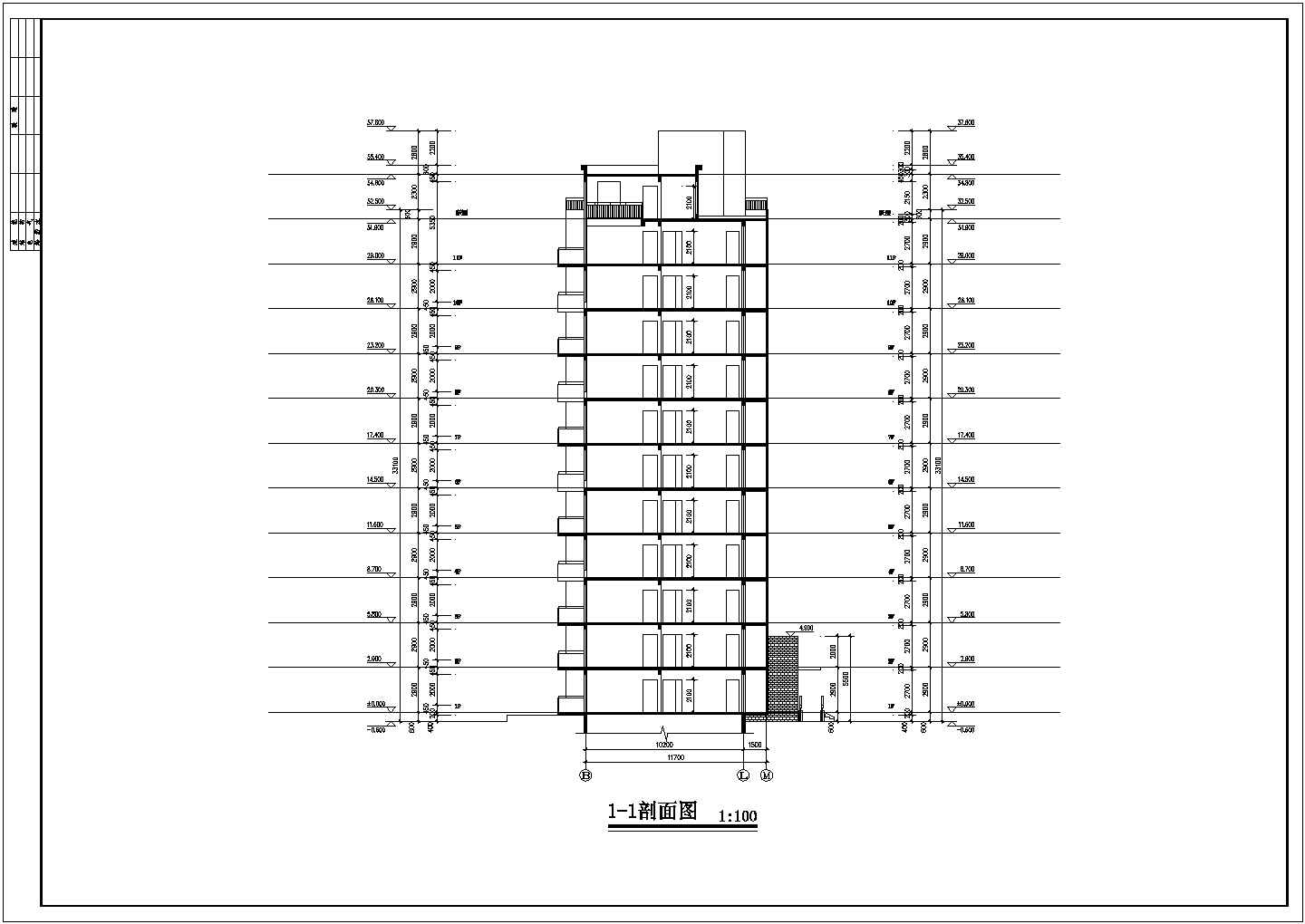 秀枫山庄17栋小高层建筑CAD平面图施工图