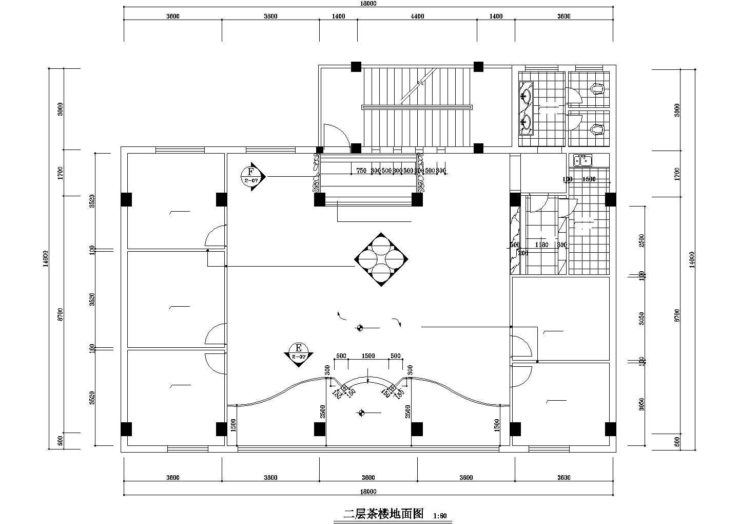 【扬州】某精品多层茶楼全套施工设计装修cad图
