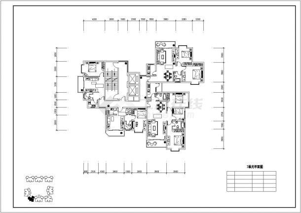 武汉市星愿家园小区住宅楼20张户型CAD设计图（标准层平面图）-图二