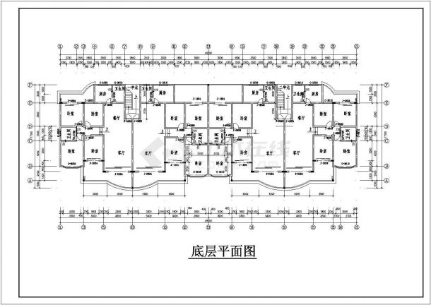 【安徽】某花园小区多层住宅楼全套建筑施工设计cad图纸-图二