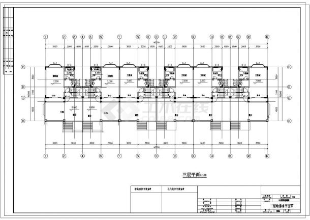 某地下半层+3层6户联排别墅给排水施工CAD图纸-图二