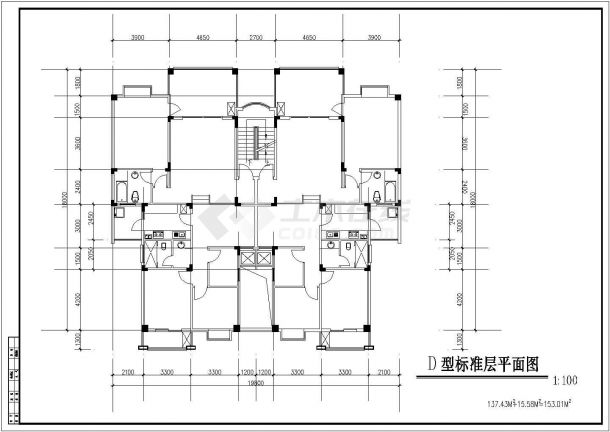 建筑户型详细设计施工全套建筑平立面CAD图纸-图二