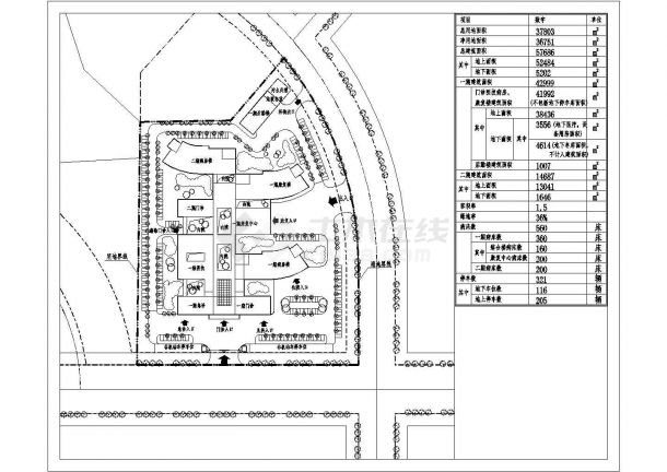 某健康养老养护中心CAD设计完整节点总平面图-图一