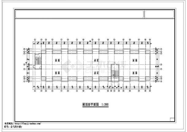 某8层中学生公寓楼建筑方案设计CAD图纸（长54.42米 宽15.44米）-图一