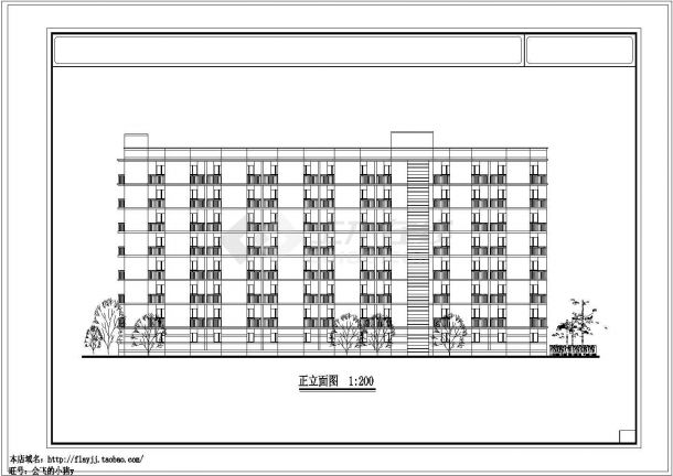 某8层中学生公寓楼建筑方案设计CAD图纸（长54.42米 宽15.44米）-图二