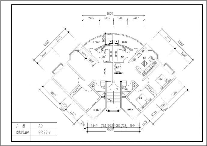 经典户型建筑图详细设计施工全套建筑平立面CAD图纸_图1