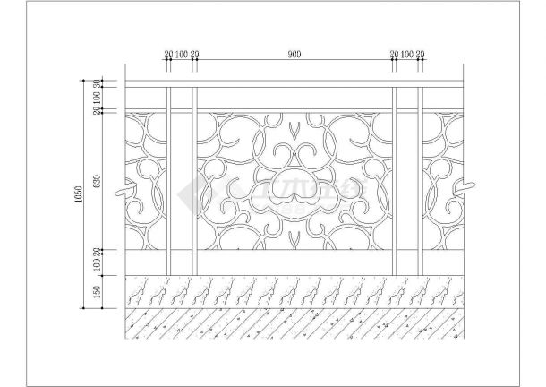 某铁艺栏杆CAD构造完整施工节点设计图-图一